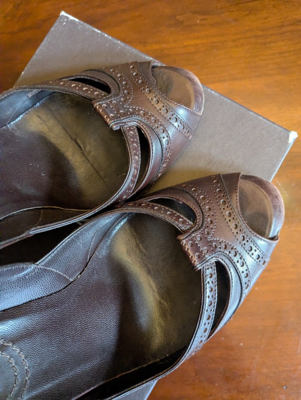 Celine Brown Peep-Toe Heels - Picture 13 of 13